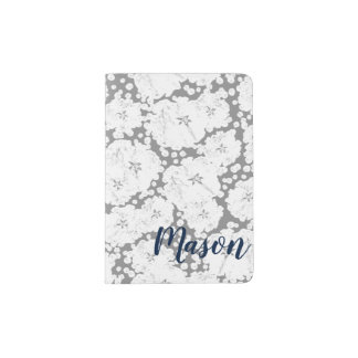Monogram Baby's Breath - Gray & White Passport Holder