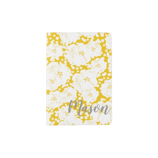 Monogram Baby's Breath - Mustard Yellow & White Passport Holder (Front)