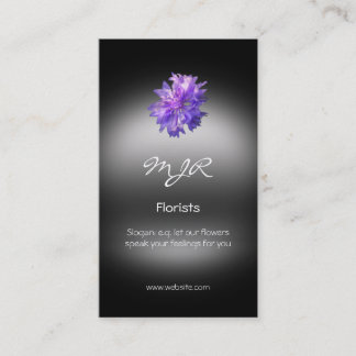 Monogram, Bachelors Button Florist, metal-look Business Card