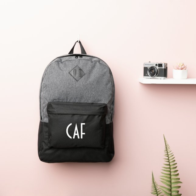 Monogram Back To School, Black White Block Font Port Authority® Backpack (Insitu)