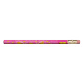 Monogram Back To School Pink Sparkly Gold Hearts  Pencil (Rotated 270)