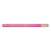 Monogram Back To School Pink Sparkly Gold Hearts  Pencil (Back)