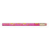 Monogram Back To School Pink Sparkly Gold Hearts  Pencil (Rotated 90)