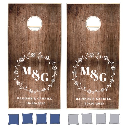 Monogram Backyard Wedding Reception Cornhole Set