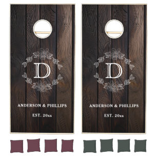 Monogram Backyard Wedding Reception Cornhole Set