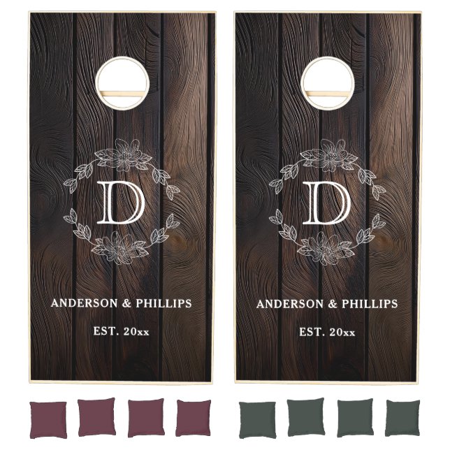 Monogram Backyard Wedding Reception Cornhole Set (Set)