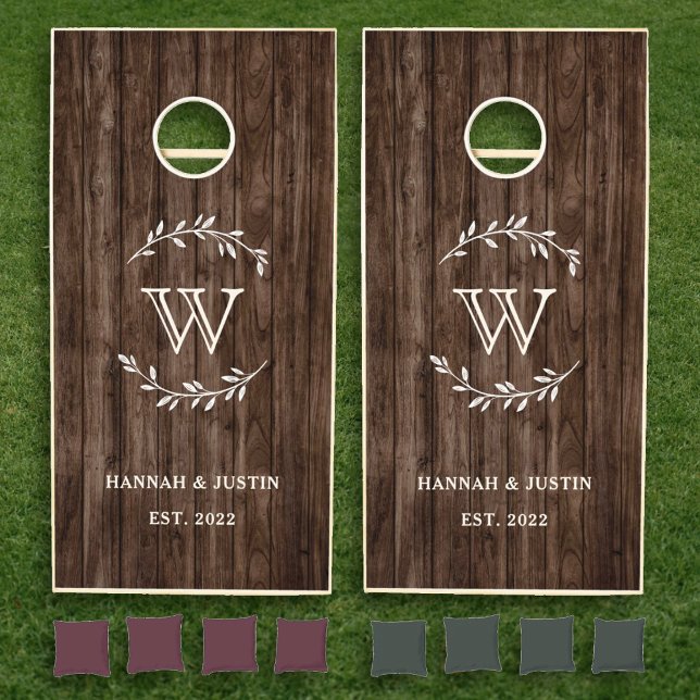 Monogram Backyard Wedding Reception Cornhole Set (Creator Uploaded)