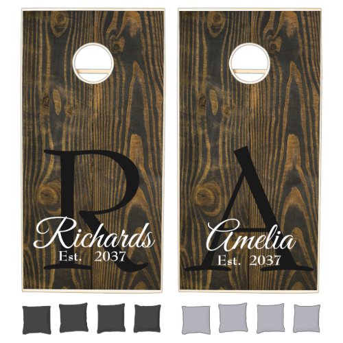 Monogram Backyard Wedding Reception Cornhole Set