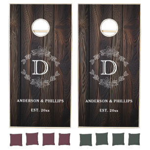 Monogram Backyard Wedding Reception Cornhole Set