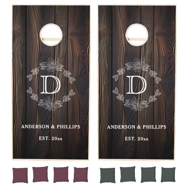 Monogram Backyard Wedding Reception Cornhole Set (Set)