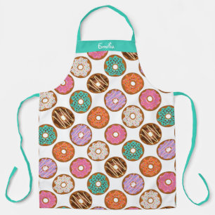 Monogram Baker Donut Pattern Apron