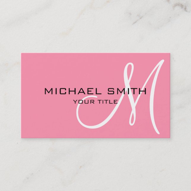 Monogram Baker-Miller pink color background Business Card (Front)