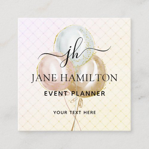 Monogram Balloons Event Planner Square Business Card