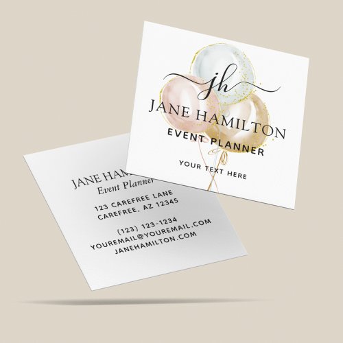Monogram Balloons Event Planner Square Business Card