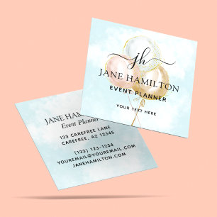Monogram Balloons Event Planner Square Business Card