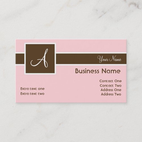 Monogram Band Pink &amp; Brown Business Cards
