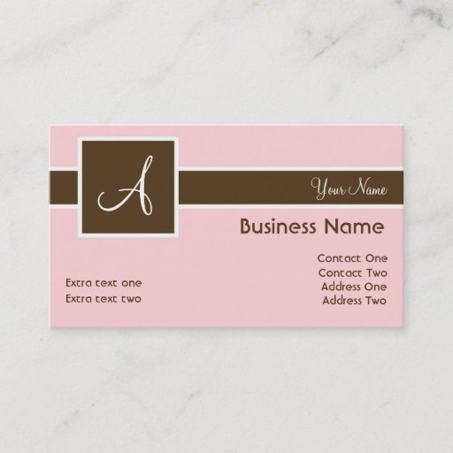 Customizable Monogram Band Pink &amp; Brown Business Cards