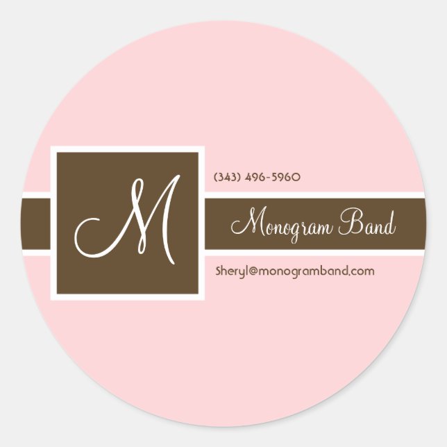 Monogram Band Pink & Brown Stickers (Front)