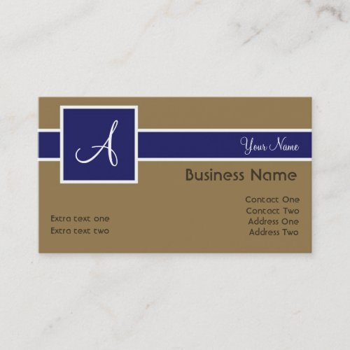 Monogram Band Royal &amp; Bronze Business Cards