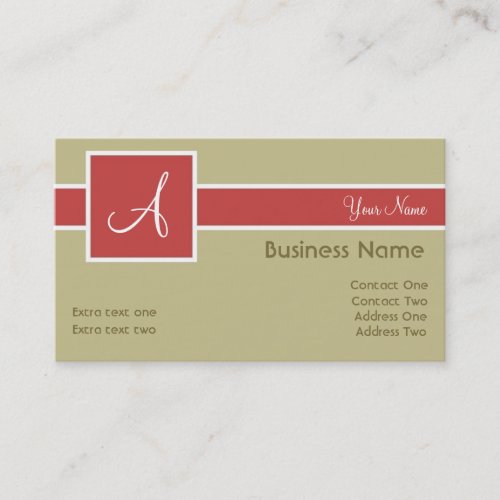Monogram Band Sand &amp; Salmon Business Cards