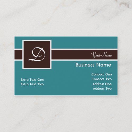 Monogram Band Teal &amp; Chocolate Business Cards