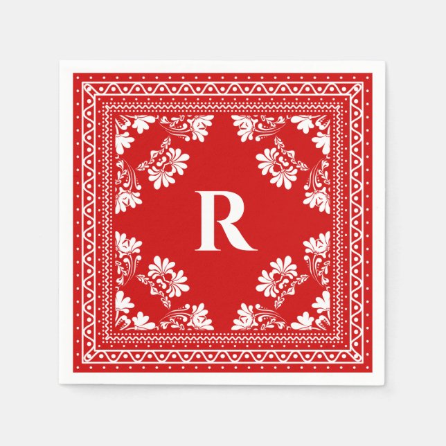 Monogram Bandanna pattern Napkins (Front)