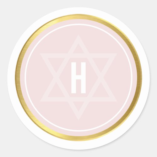 MONOGRAM BAR MITZVAH modern pale blush pink gold