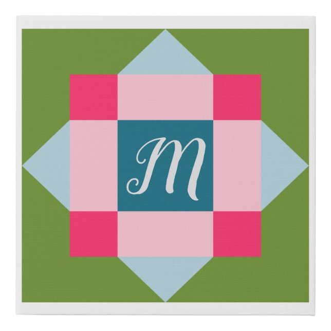 Monogram Barn Quilt  Faux Canvas Print (Front)