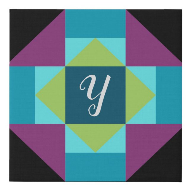 Monogram Barn Quilt  Faux Canvas Print (Front)