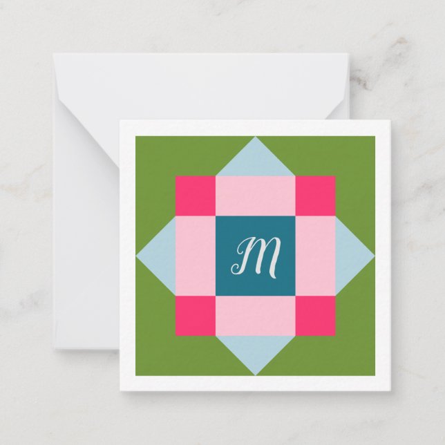 Monogram Barn Quilt  Note Card (Front)