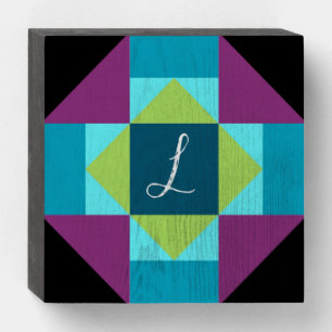 Monogram Barn Quilt Wooden Box Sign