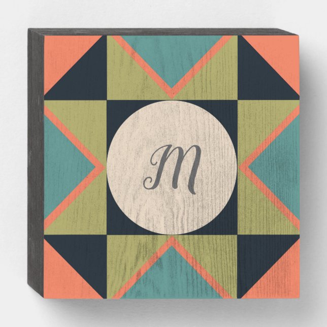 Monogram Barn Quilt  Wooden Box Sign (Front Horizontal)