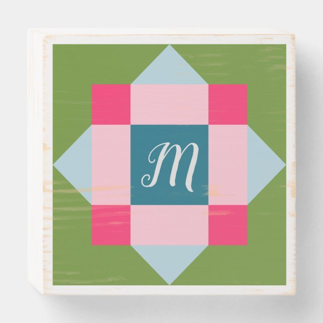 Monogram Barn Quilt  Wooden Box Sign (Front Horizontal)