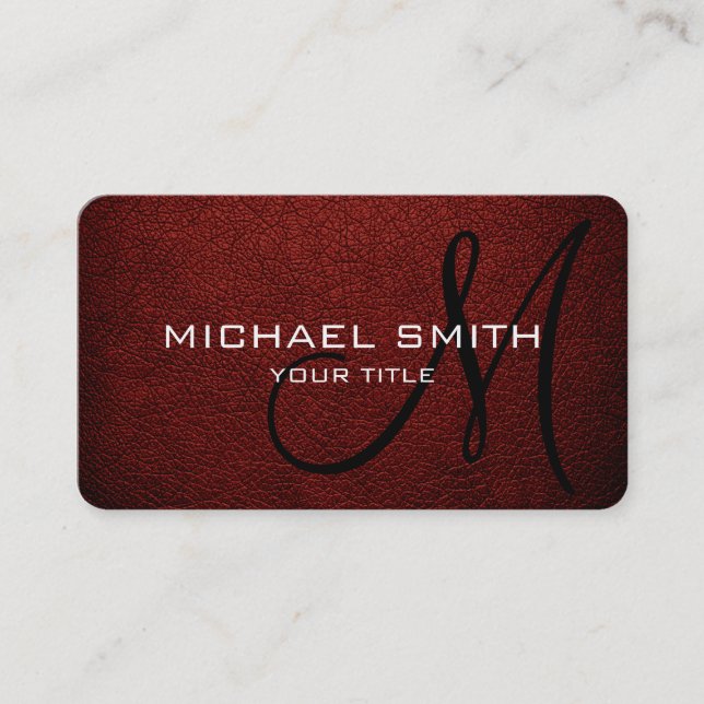 Monogram Barn red Leather Look Business Card (Front)