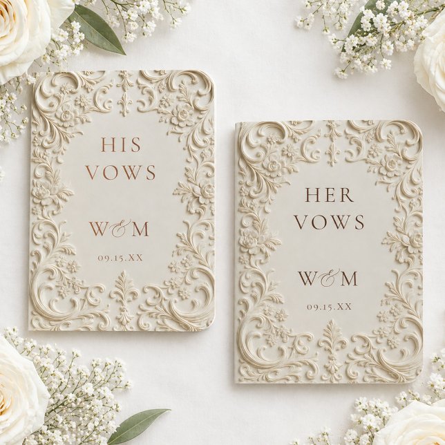 Monogram Baroque Embossed Looking Wedding Foil Vow Books (Monogram Baroque Embossed Looking Wedding Foil Vow Books)