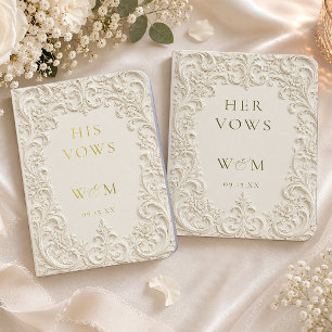Monogram Baroque Floral Scroll Wedding Foil Vow Books