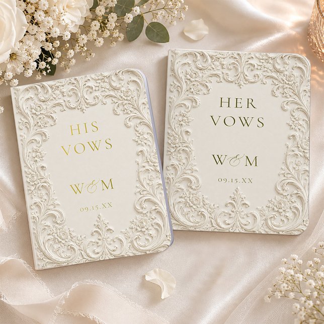 Monogram Baroque Floral Scroll Wedding Foil Vow Books (Monogram Baroque Floral Scroll Wedding Foil Vow Books)