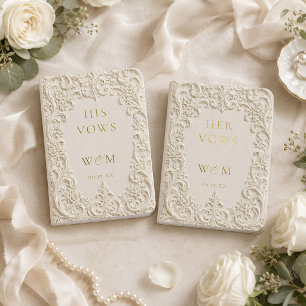 Monogram Baroque Floral Scroll Wedding Foil Vow Books