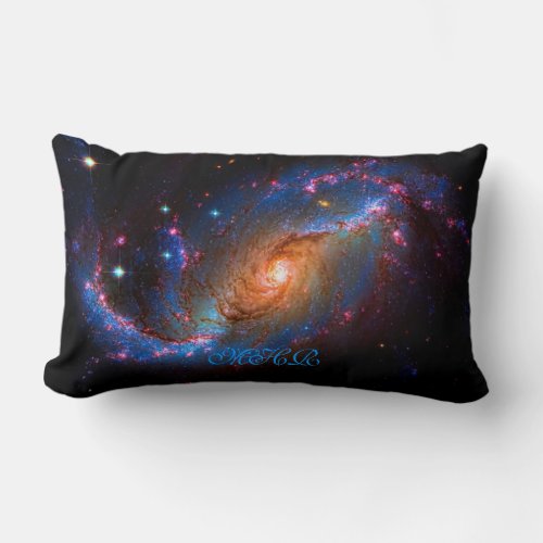 Monogram Barred Spiral Galaxy NGC 1672 Lumbar Pillow