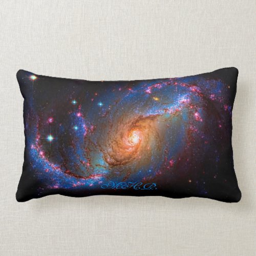 Monogram Barred Spiral Galaxy NGC 1672 Lumbar Pillow