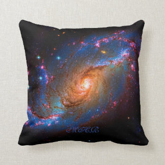 Monogram Barred Spiral Galaxy NGC 1672 Throw Pillow