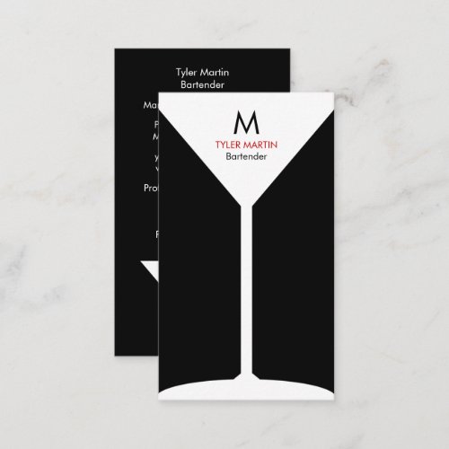 Monogram Bartending Business Card _ Black  White