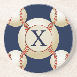Monogram Baseball Balls Sports pattern Drink Coaster