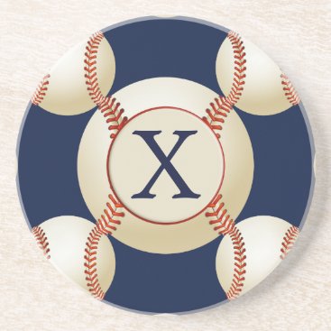 Monogram Baseball Balls Sports pattern Drink Coaster