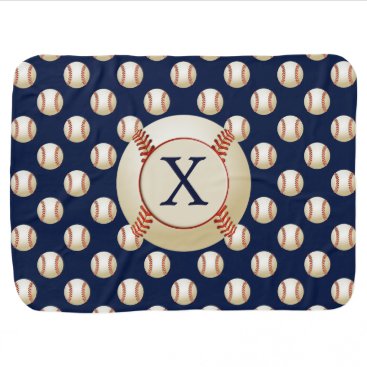 Monogram Baseball Balls Sports pattern Receiving Blanket