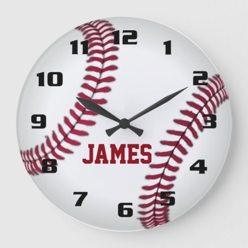 Monogram Baseball Large Clock