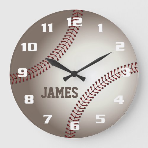 Monogram Baseball Large Clock