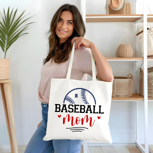 Monogram Baseball Mother Gift Tote Bag