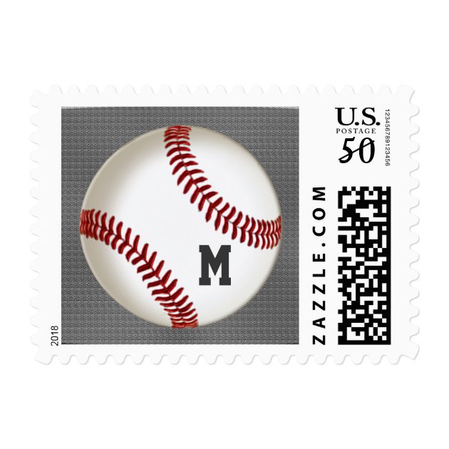 Monogram  Baseball Postage Stamps On Burnished G
