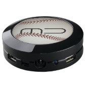 Monogram Baseball USB Charging Station (Angled Back)